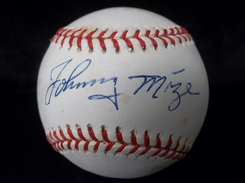 Auto’d Johnny Mize Official NL MLB Bsbl.