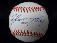 Auto’d Johnny Mize Official NL MLB Bsbl.
