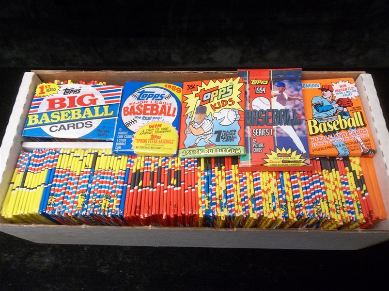 Clean-Up Lot of 170+ Baseball Card Packs in a 2-Row Shoebox