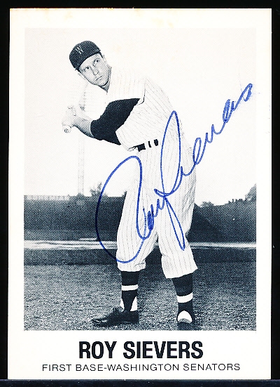 Auto’d 1977 TCMA Renata Galasso Bsbl. #43 Roy Sievers, Senators