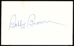 Auto’d Bobby Brown MLB Index Card