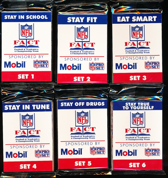 1992 Pro Set “FACT” Football Factory Sealed Set of 6 Unopened Cellophane Packs