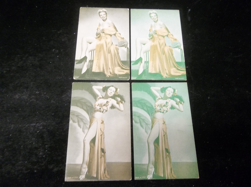 1940’s-50’s Exhibit Supply Co. Green Tint/ Green-Orange Tint Burlesque Girls Variations- 2 Diff. Pair