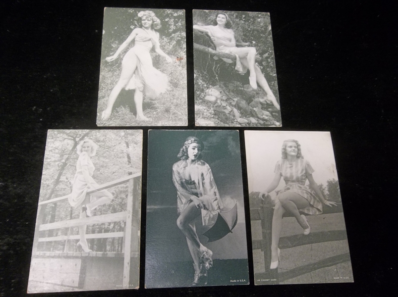 1950’s Exhibit Supply Co. “Outdoor Girls” Arcade/Exhibit Cards- 5 Diff.