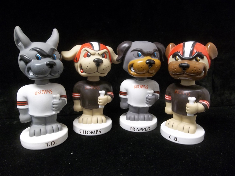 Undated Set of Four Diff. Cleveland Browns “Dog Pound” Plastic Bobble Heads
