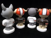 Undated Set of Four Diff. Cleveland Browns “Dog Pound” Plastic Bobble Heads