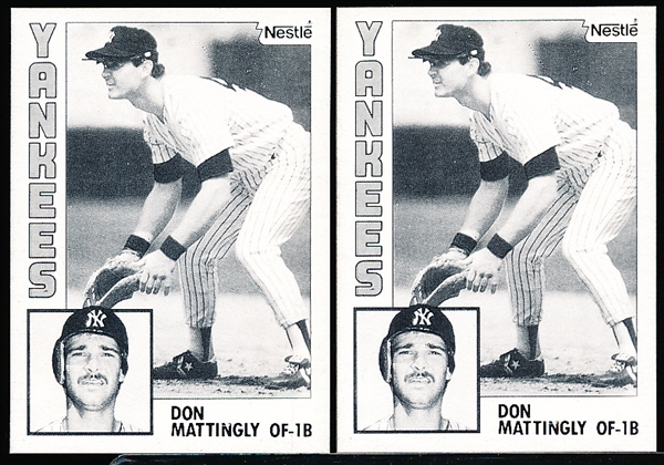 1984 Topps Nestle B & W Variation- #8 Don Mattingly RC, Yankees- 2 Cards- Unknown Origination