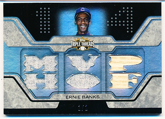 2008 Topps Triple Threads Bb- “Relics Platinum”- #TTR-28 Ernie Banks, Cubs- 1/1
