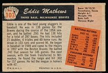 1955 Bowman Bb- #103 Eddie Mathews, Milwaukee Braves