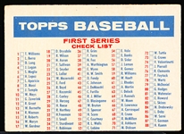 1957 Topps Baseball- Checklist 1/ 2- Big Blony Back