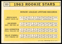 1963 Topps Bb- #553 Willie Stargell RC