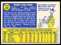 1970 Topps Bb- #290 Rod Carew, Twins
