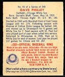 1949 Bowman Bb- #44 Dave Philley, White Sox- Cream Back