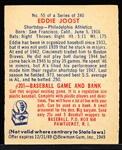 1949 Bowman Bb- #55 Eddie Joost, Phila A’s- Cream Back