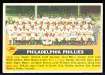 1956 Topps Baseball- #72 Phillies Team- Name Centered- White Back