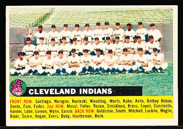 1956 Topps Baseball- #85 Cleveland Indians Team (Name Left/ Gray Back)