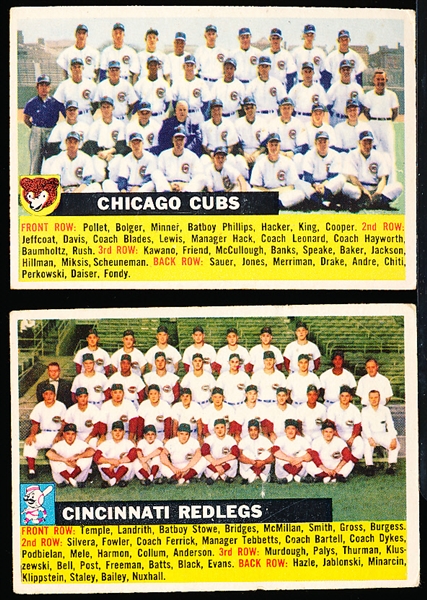 1956 Topps Baseball- 2 Diff Team Cards