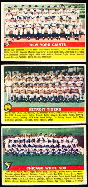 1956 Topps Baseball- 3 Diff Team Cards