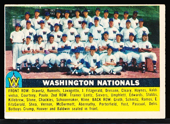 1956 Topps Baseball- #146 Washington Nationals- Gray Back