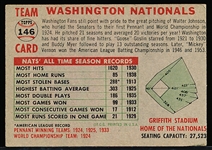 1956 Topps Baseball- #146 Washington Nationals- Gray Back