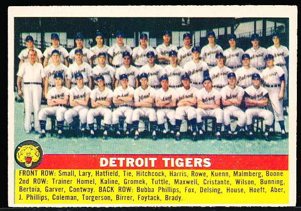 1956 Topps Baseball- #213 Detroit Tigers Team