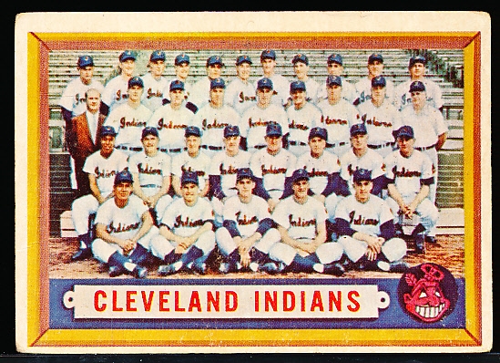 1957 Topps Bb- #275 Cleveland Indians Team- Semi Hi#