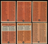 1962 Topps Bb- Checklists- 6 Diff