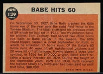 1962 Topps Bb- #139 Babe Hits 60