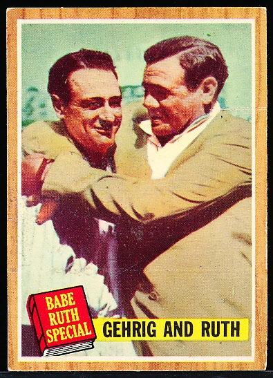 1962 Topps Bb- #140 Gehrig and Ruth- Green Tint Variation