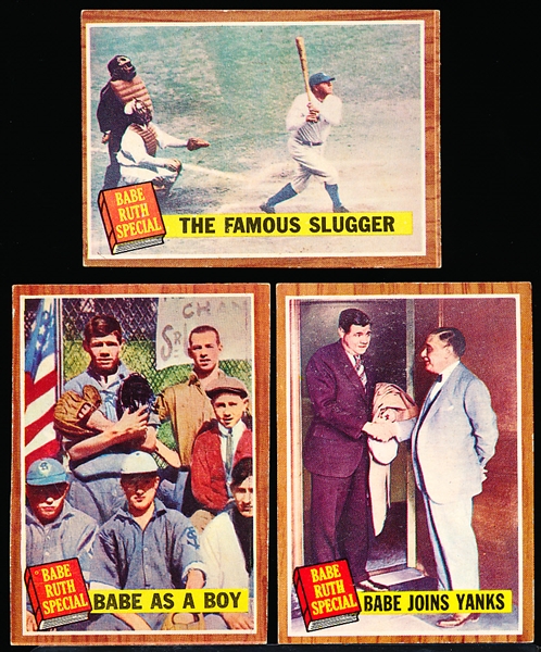 1962 Topps Bb- Babe Ruth Specials- 3 Diff- Regular Tint