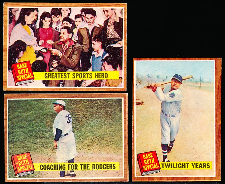 1962 Topps Bb- Babe Ruth Specials- 3 Diff- Regular Tint