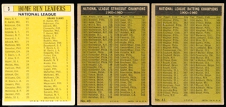 1961/63 Topps Bb Leaders- 3 Diff