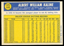 1970 Topps Bb- #640 Al Kaline, Tigers- Hi#