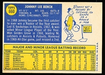 1970 Topps Bb- #660 Johnny Bench, Reds- Hi# 