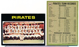 1971 Topps Bb- #603 Pirates Team- 8 Cards
