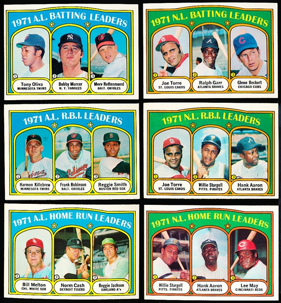 1972 Topps Bb- 6 Diff Leaders