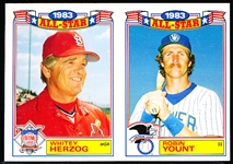 1984 Topps “1983 All Star Game” Glossy- 2 Card Uncut Panel- #5 Yount/ #12 Herzog