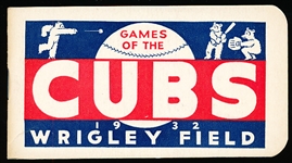 1932 Chicago Cubs Wrigley Field Baseball Pocket Booklet Schedule