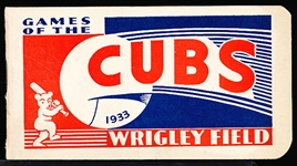 1933 Chicago Cubs Wrigley Field Baseball Pocket Booklet Schedule
