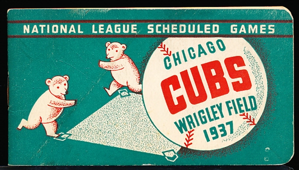 1937 Chicago Cubs Wrigley Field Baseball Pocket Booklet Schedule