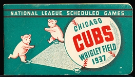 1937 Chicago Cubs Wrigley Field Baseball Pocket Booklet Schedule