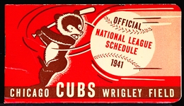 1941 Chicago Cubs Wrigley Field Baseball Pocket Booklet Schedule