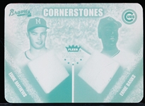 2002 Fleer Platinum Bb- Metal Printing Plate- “Cornerstones”- #29 Eddie Mathews/ Ernie Banks- 1 of 1