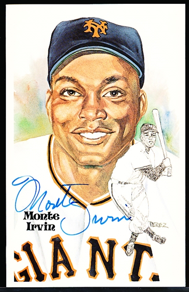 Autographed 1981 Perez-Steele Bsbl. HOF Postcards #137 Monte Irvin, N. Y. Giants
