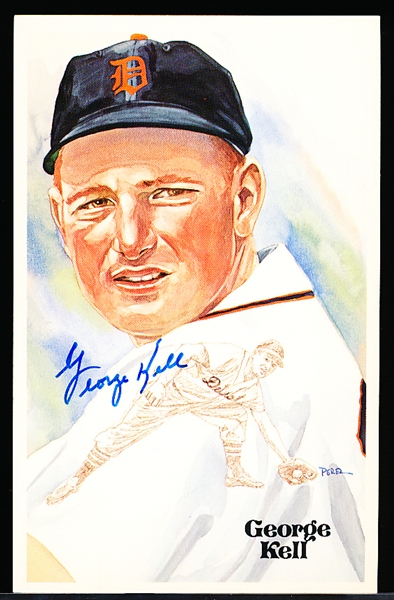 Autographed 1983 Perez-Steele Bsbl. HOF Postcards #182 George Kell, Tigers