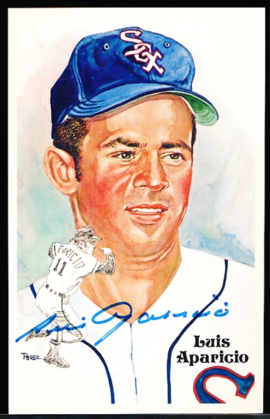 Autographed 1985 Perez-Steele Bsbl. HOF Postcards #185 Luis Aparicio, White Sox