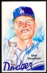Autographed 1985 Perez-Steele Bsbl. HOF Postcards #186 Don Drysdale, L. A. Dodgers
