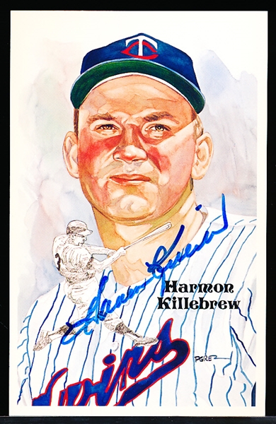 Autographed 1985 Perez-Steele Bsbl. HOF Postcards #188 Harmon Killebrew, Twins