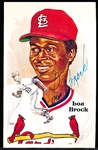 Autographed 1985 Perez-Steele Bsbl. HOF Postcards #190 Lou Brock, Cardinals