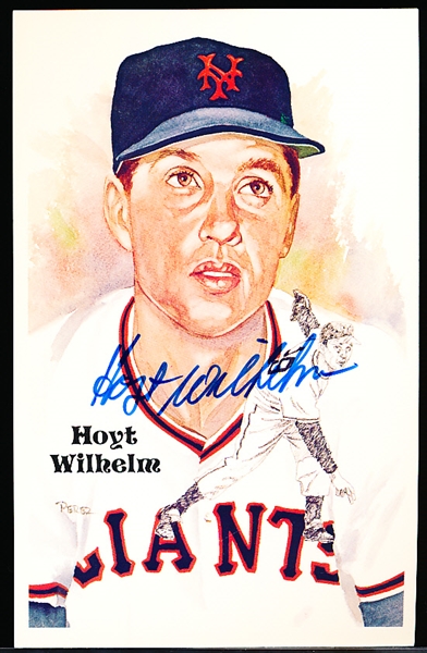 Autographed 1985 Perez-Steele Bsbl. HOF Postcards #193 Hoyt Wilhelm, N. Y. Giants